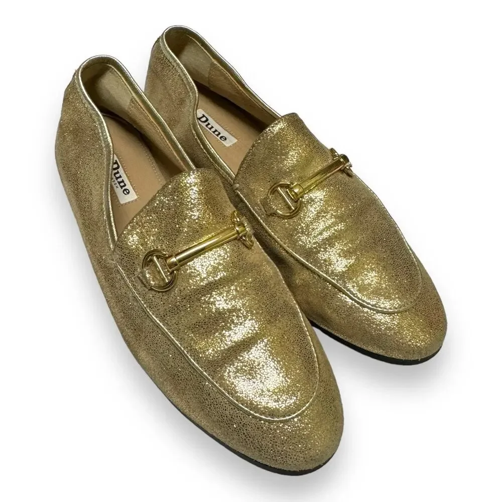 Dune London Womens Shoes Sz 40 EU Gold‎ Bit Loafers Leather Uppers
